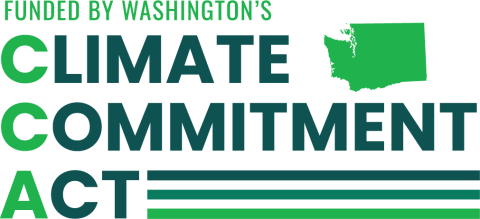 CCA LOGO with text that says "Funded by Washington's Climate Commitment Act" 